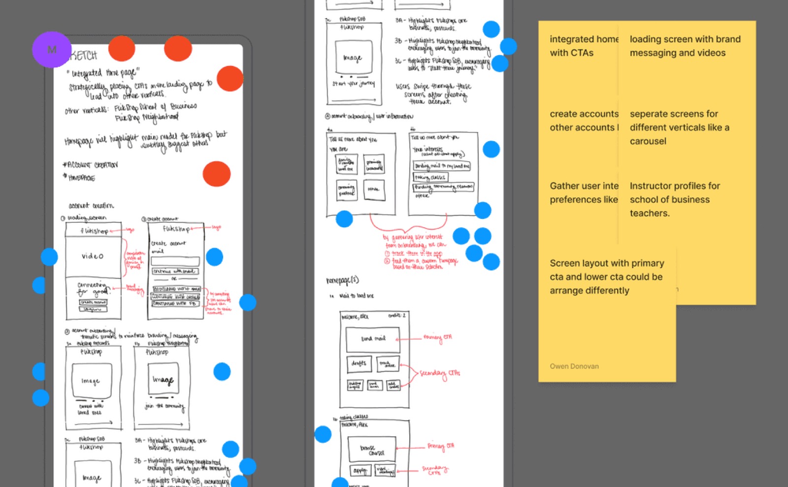 Storyboard and low-fidelity sketches