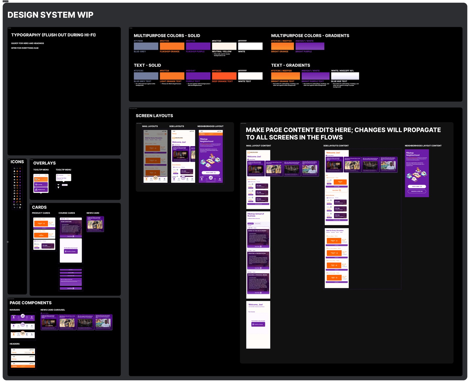 Flikshop design system: colors, typography, components