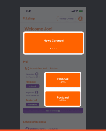 Flikshop home screen mockup