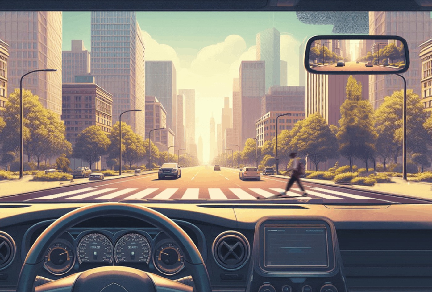 SagaSync final design, storytelling visuals overlaid on the windshield