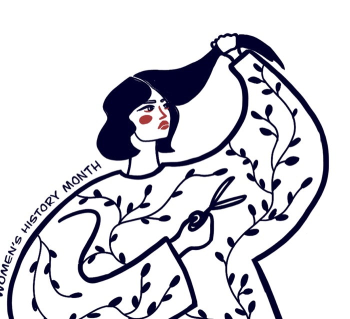 T-shirt illustration referencing hair-cutting protest