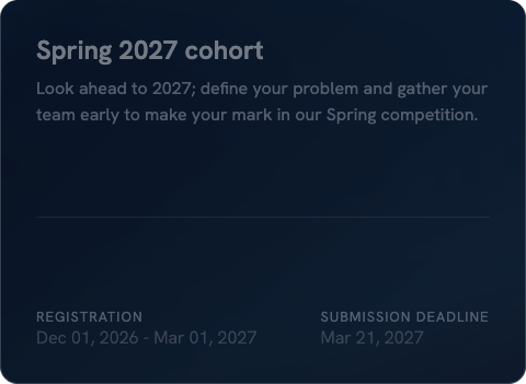 Spring 2027 cohort card shown faded, with future registration and submission dates